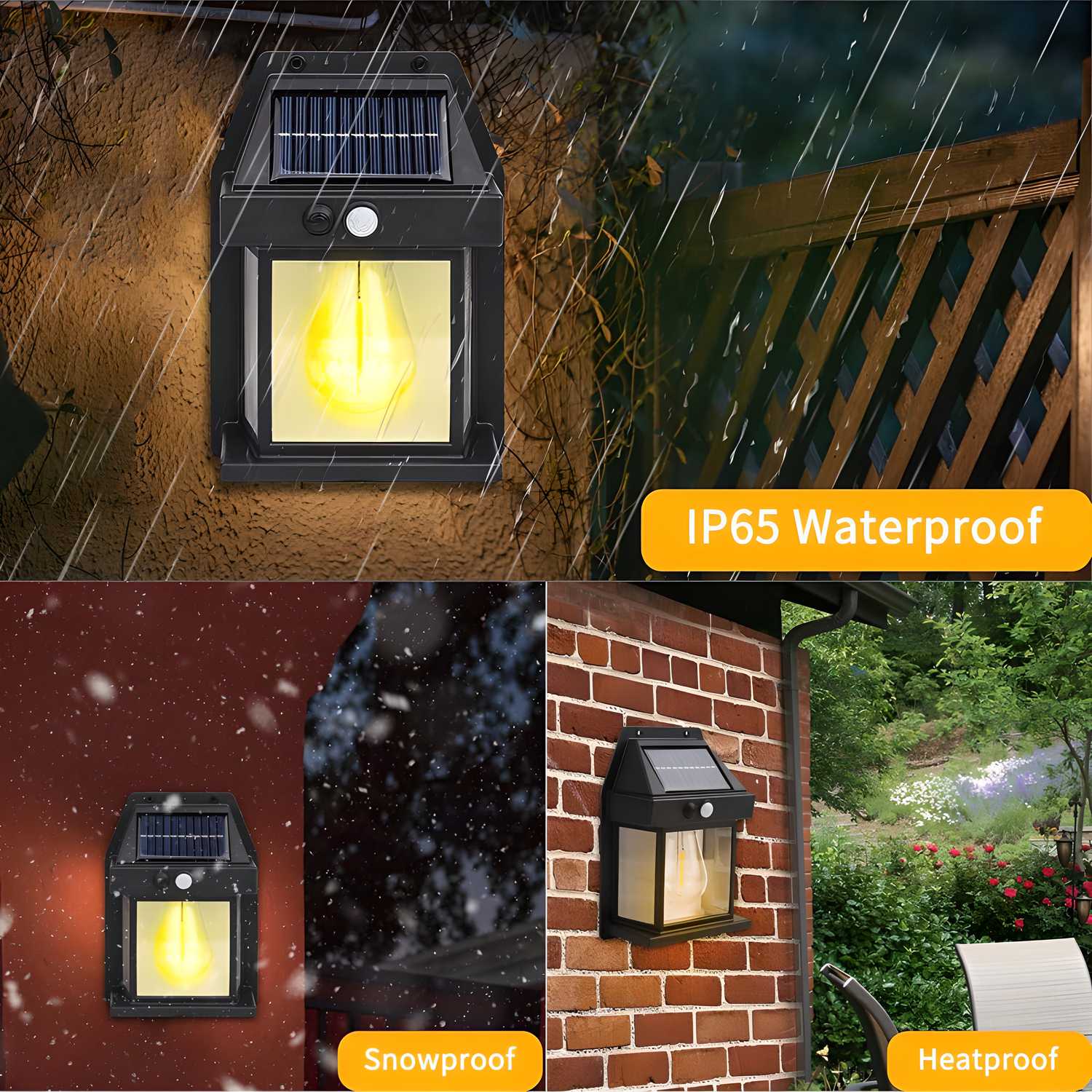 Outdoor Motion Sensor Solar Light Garden Wall Light 3 Modes